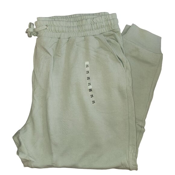 Women's Jogger Pants 2X Ash Green Cotton Blend Elastic Waistband Pockets jj3561 - Picture 6 of 7
